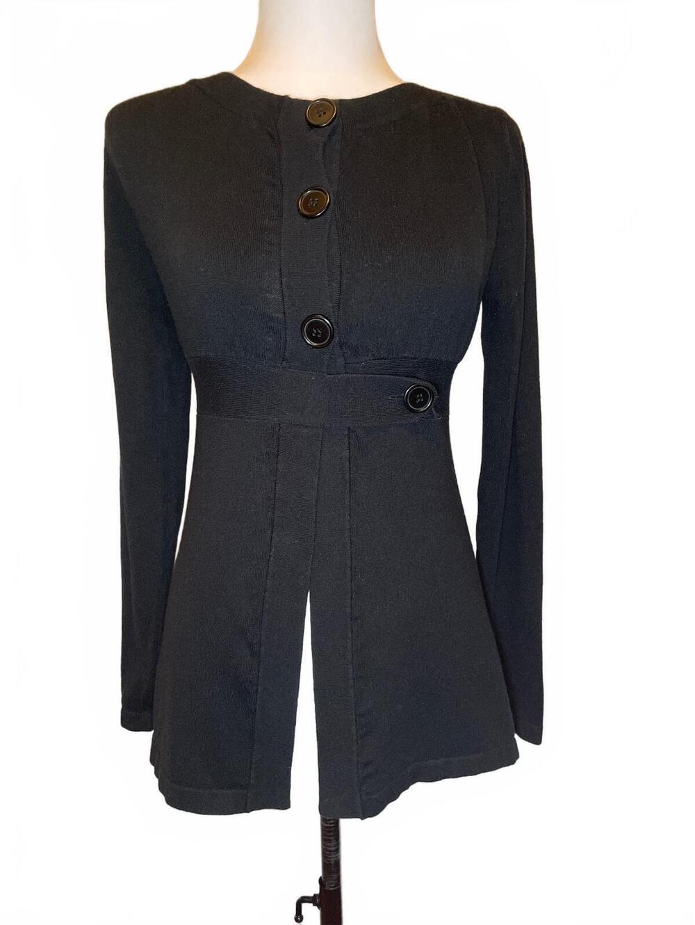 525 America Black Cardigan Stretchy Sweater Empire Waist S Elevated Basic Chic